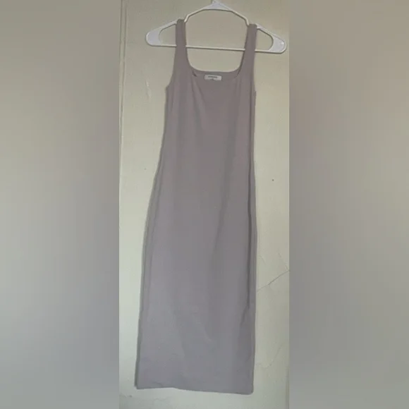 ARITZIA BABATON SCULPTING MIDI DRESS PINK BODYCON SLIP XS Contour Square Neck - Picture 2 of 3